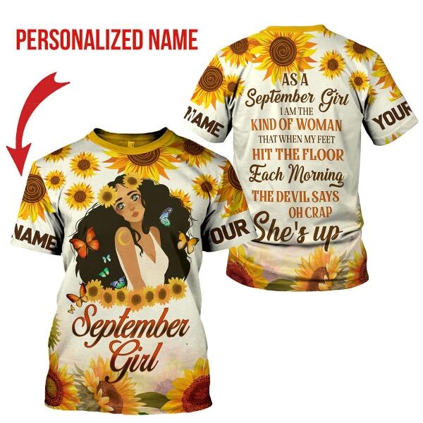 YMskins Personalized T-shirt September Girl All Over Printed
