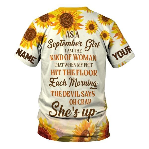 YMskins Personalized T-shirt September Girl All Over Printed
