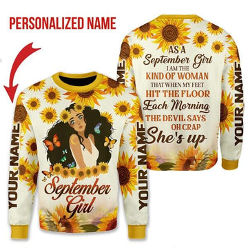 YMskins Personalized Ugly Sweater September Girl All Over Printed