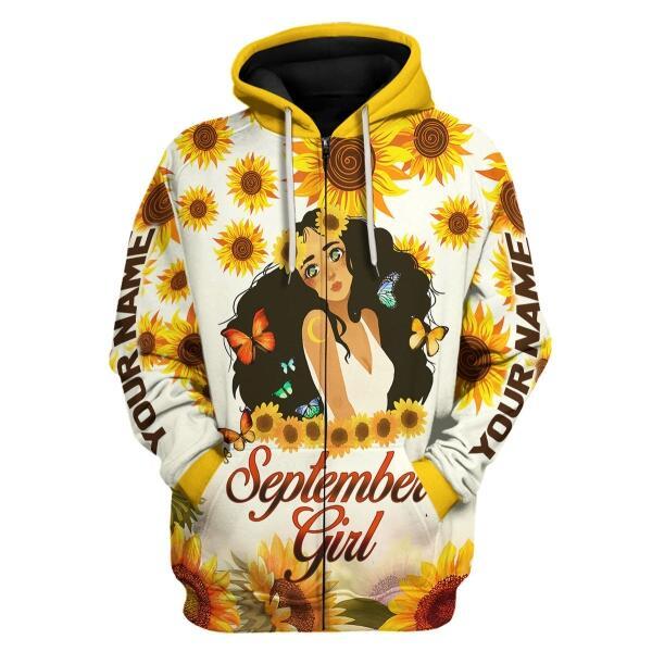 YMskins Personalized Zip Hoodie September Girl All Over Printed