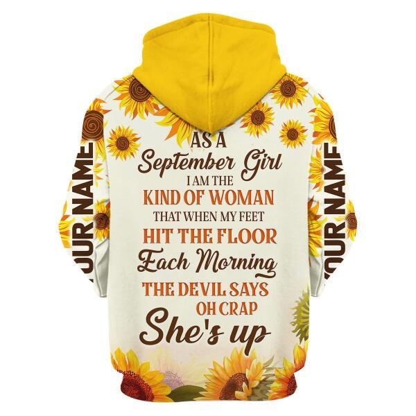 YMskins Personalized Zip Hoodie September Girl All Over Printed