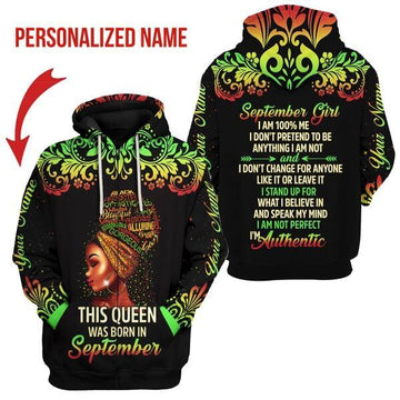 YMskins Personalized Zip Hoodie September Girl I Am 100% Me All Over Printed