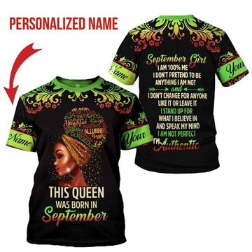 YMskins Personalized T-shirt September Girl I Am 100% Me All Over Printed