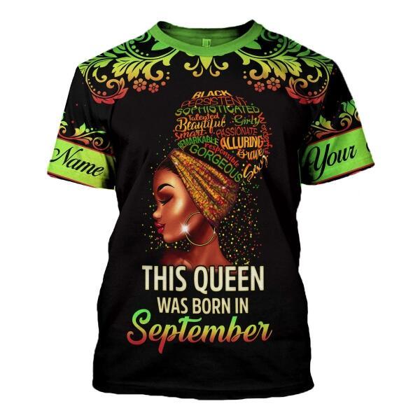 YMskins Personalized T-shirt September Girl I Am 100% Me All Over Printed