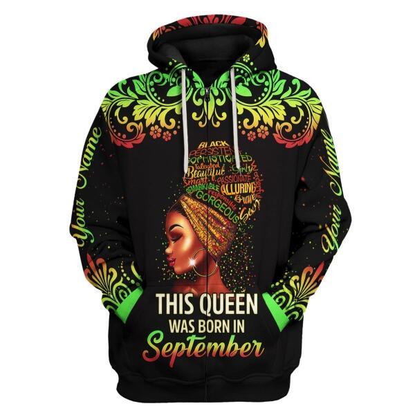 YMskins Personalized Zip Hoodie September Girl I Am 100% Me All Over Printed
