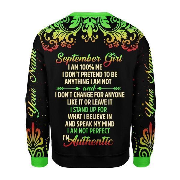 YMskins Personalized Ugly Sweater September Girl I Am 100% Me All Over Printed