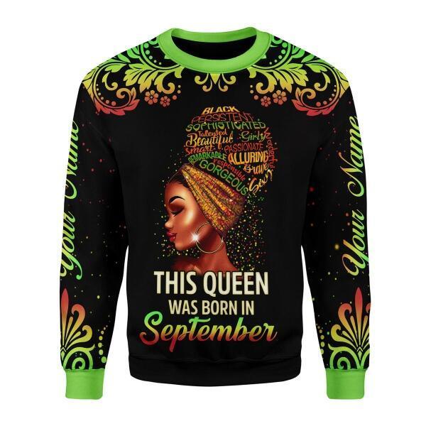 YMskins Personalized Ugly Sweater September Girl I Am 100% Me All Over Printed