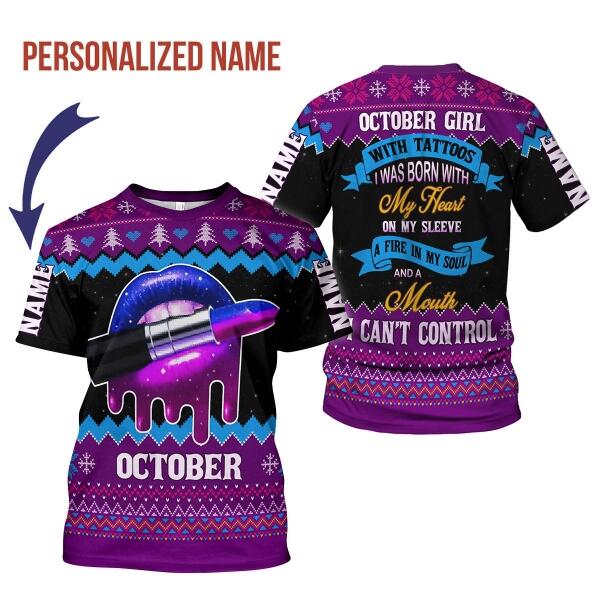 YMskins Personalized T-shirt October Girl All Over Printed