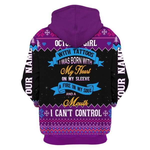 YMskins Personalized Zip Hoodie October Girl All Over Printed