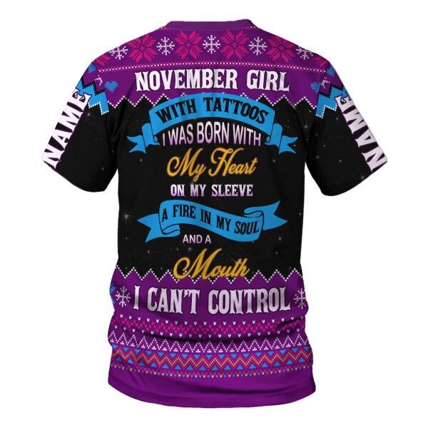 YMskins Personalized Tops November Girl All Over Printed