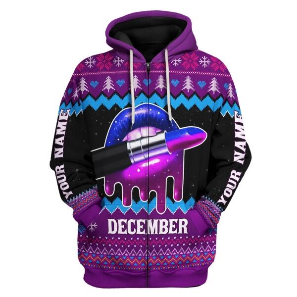 YMskins Personalized Zip Hoodie December Girl All Over Printed