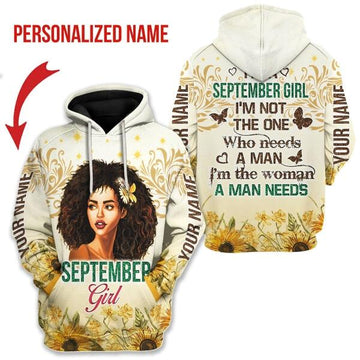 YMskins Personalized Hoodie September Girl All Over Printed