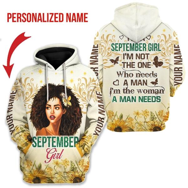 YMskins Personalized Hoodie September Girl All Over Printed