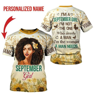 YMskins Personalized T-shirt September Girl All Over Printed