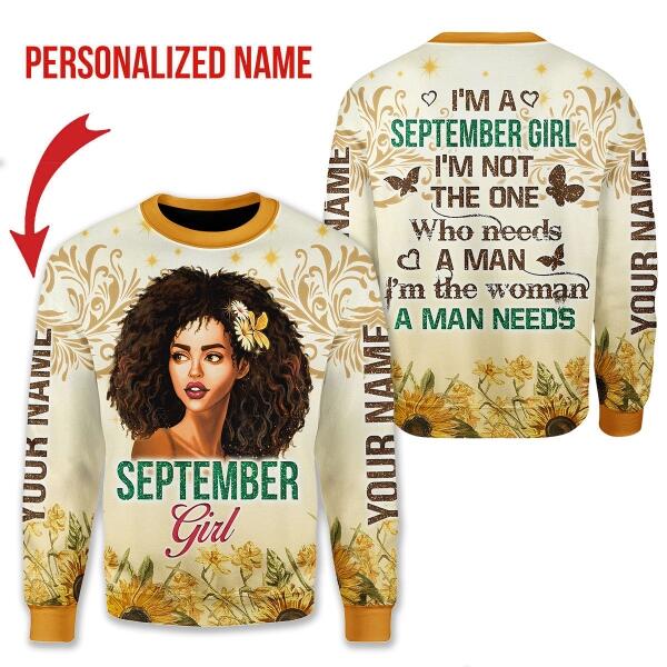YMskins Personalized Ugly Sweater September Girl All Over Printed