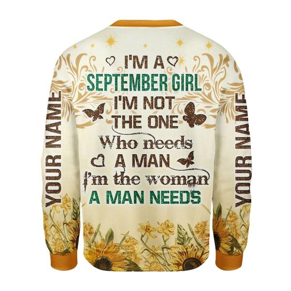 YMskins Personalized Sweatshirt September Girl All Over Printed