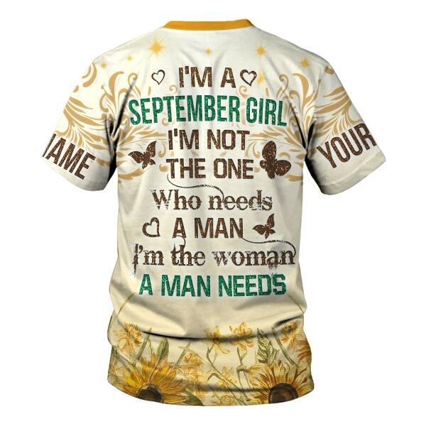 YMskins Personalized T-shirt September Girl All Over Printed