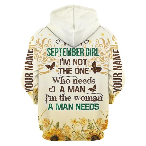 YMskins Personalized Zip Hoodie September Girl All Over Printed