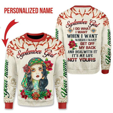 YMskins Personalized Sweatshirt September Girl All Over Printed