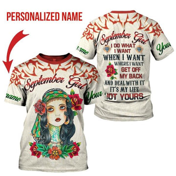 YMskins Personalized T-shirt September Girl All Over Printed