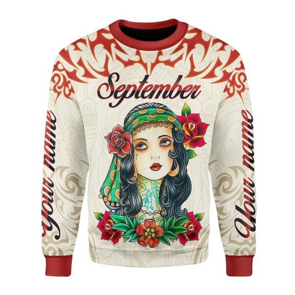 YMskins Personalized Sweatshirt September Girl All Over Printed