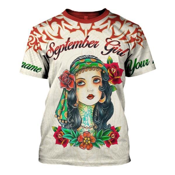 YMskins Personalized T-shirt September Girl All Over Printed