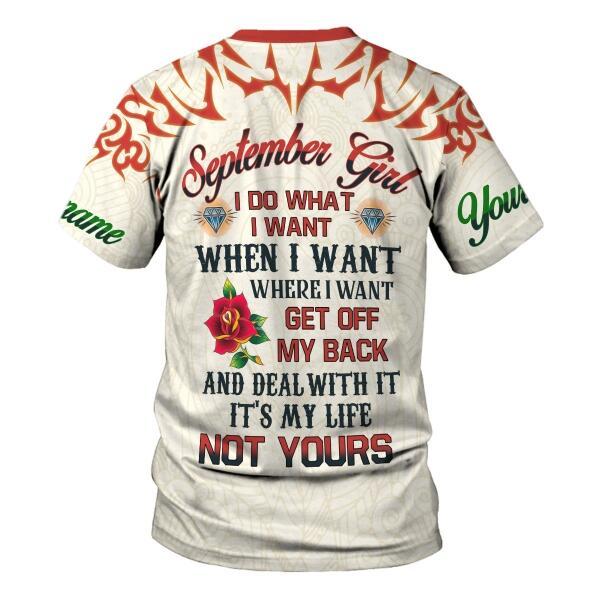 YMskins Personalized T-shirt September Girl All Over Printed