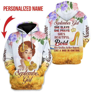 YMskins Personalized Hoodie September Girl All Over Printed