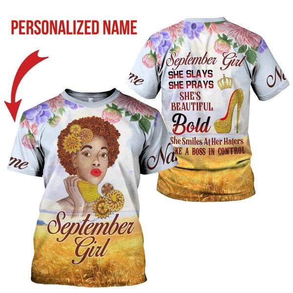 YMskins Personalized T-shirt September Girl All Over Printed
