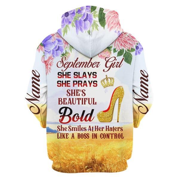 YMskins Personalized Hoodie September Girl All Over Printed