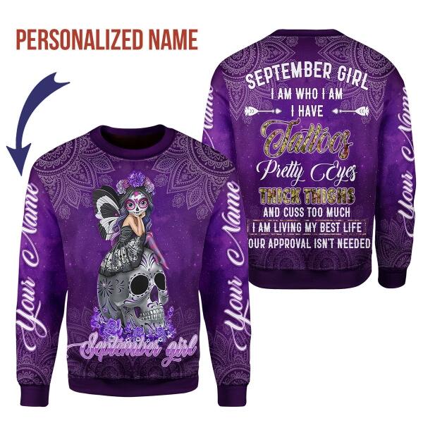 YMskins Personalized Sweatshirt September Girl All Over Printed