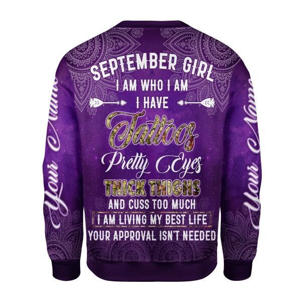 YMskins Personalized Sweatshirt September Girl All Over Printed