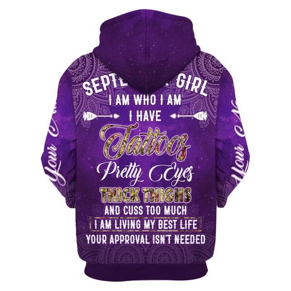 YMskins Personalized Zip Hoodie September Girl All Over Printed