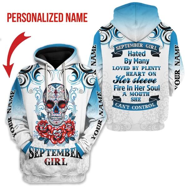 YMskins Personalized Hoodie September Girl Rose All Over Printed
