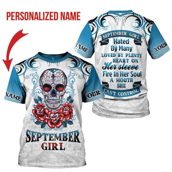 YMskins Personalized T-shirt September Girl Rose All Over Printed