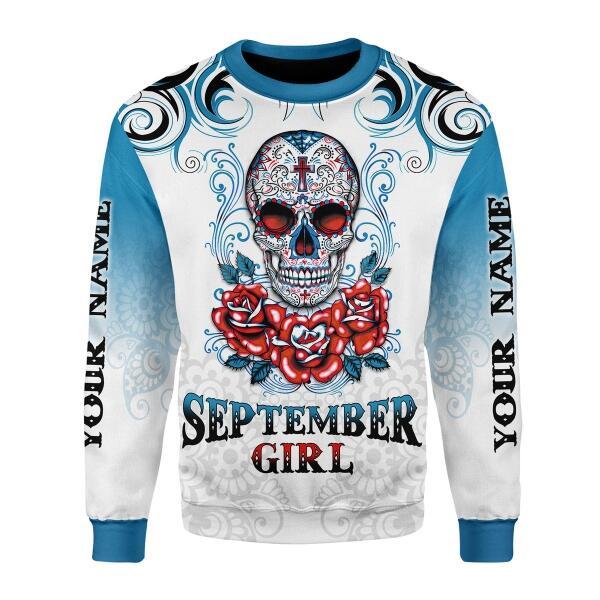 YMskins Personalized Sweatshirt September Girl Rose All Over Printed