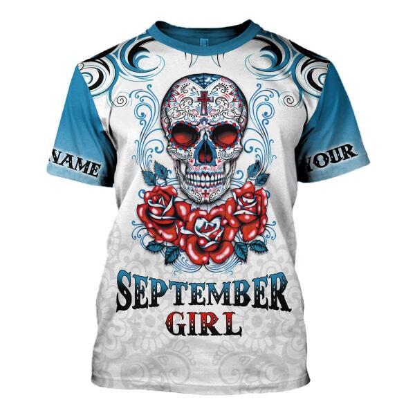 YMskins Personalized T-shirt September Girl Rose All Over Printed