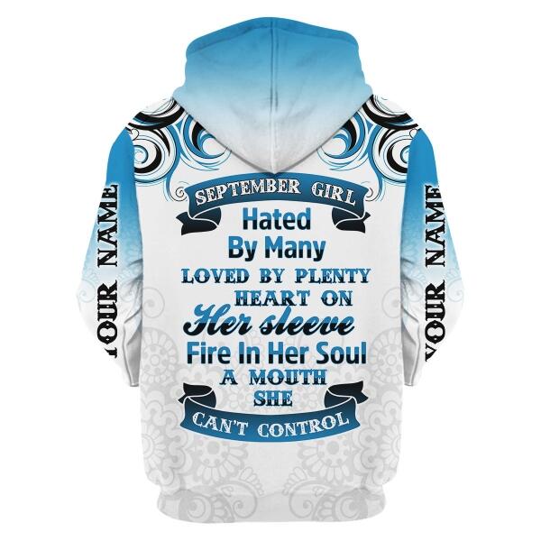 YMskins Personalized Hoodie September Girl Rose All Over Printed