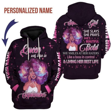 YMskins Personalized Hoodie September Girl All Over Printed