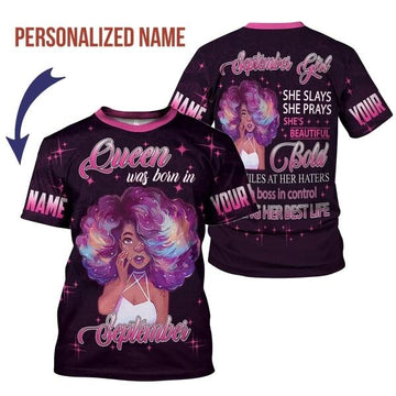 YMskins Personalized T-shirt September Girl All Over Printed