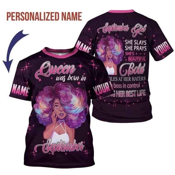 YMskins Personalized T-shirt September Girl All Over Printed
