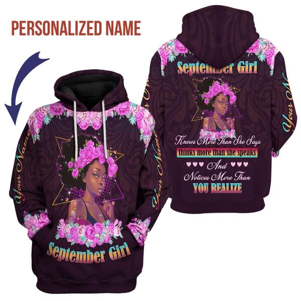 YMskins Personalized Hoodie September Girl All Over Printed