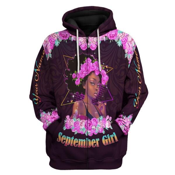 YMskins Personalized Zip Hoodie September Girl All Over Printed