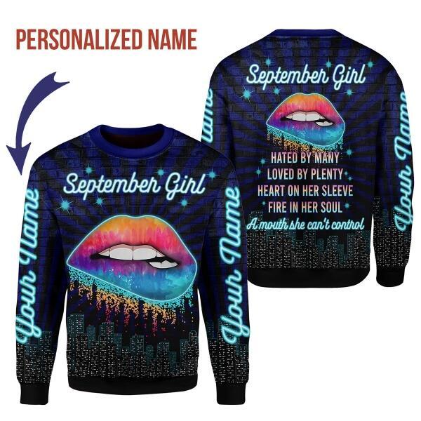 YMskins Personalized Ugly Sweater September Girl All Over Printed