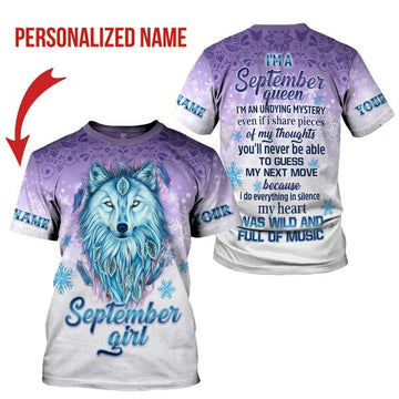 YMskins Personalized T-shirt I'm A September Queen All Over Printed