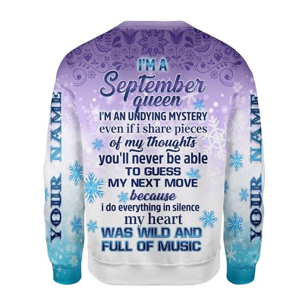 YMskins Personalized Ugly Sweater I'm A September Queen All Over Printed