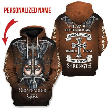 YMskins Personalized Zip Hoodie September Girl All Over Printed
