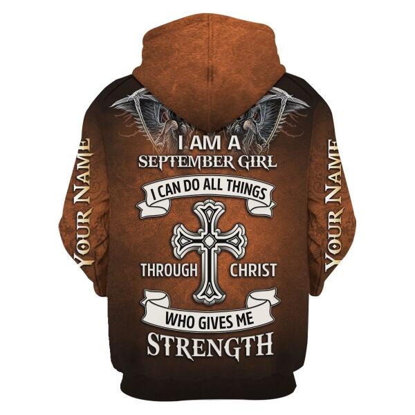YMskins Personalized Zip Hoodie September Girl All Over Printed