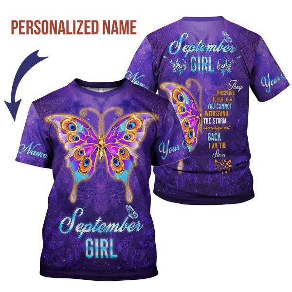 YMskins Personalized T-shirt September Girl All Over Printed
