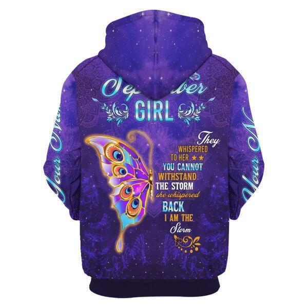 YMskins Personalized Zip Hoodie September Girl All Over Printed